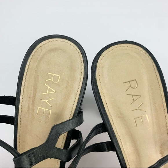 Raye Kendall Black Wrap Ankle Tie Lace Sandal Peep Heels Black Leather 10 - Picture 12 of 15